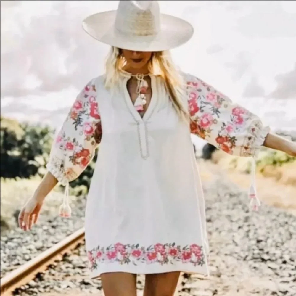 New Cleo Boho Gypsy Tassel Tunic Dress Top - Picture 6 of 12
